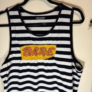 Custom Handstitched DARE Patch Striped Tank Top